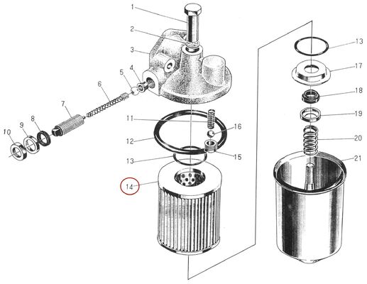อะไหล่เครื่องยนต์ดีเซล 495AG - ไส้กรองน้ำมันเครื่อง - J0810